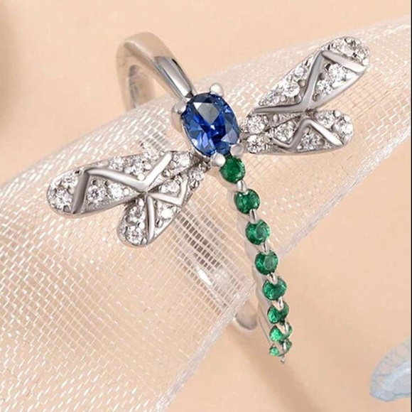 Cubic Zirconia Dragonfly Ring - Picture 2 of 7